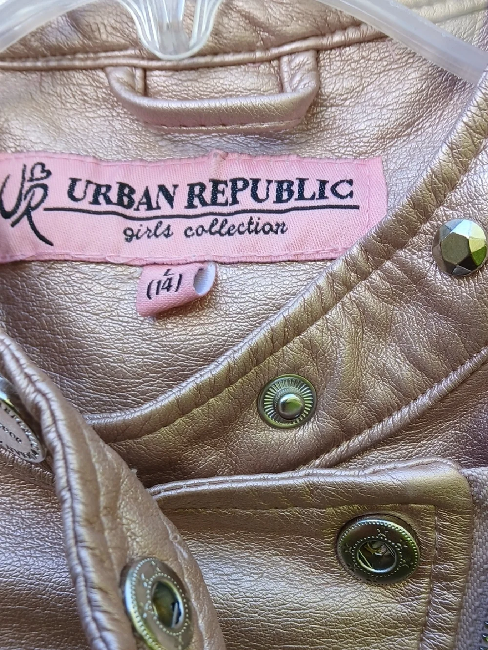 URBAN REPUBLIC Girls Faux Leather Moto Jacket BLUSH. Sz 14